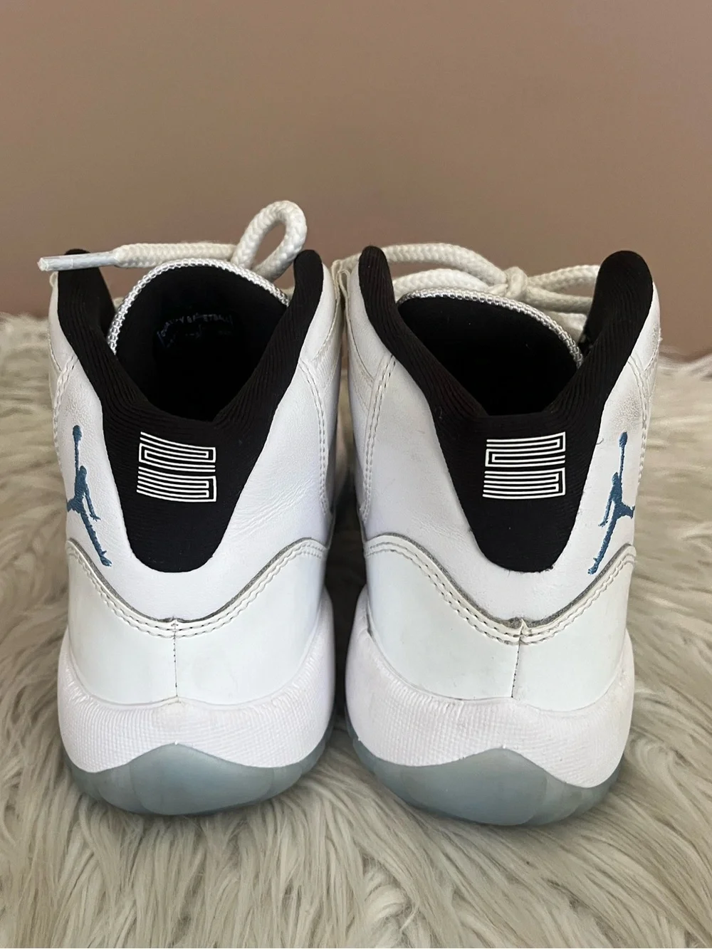 {Nike} Air Jordan 11 Retro GS Legend Blue Sneakers in White - Youth 4